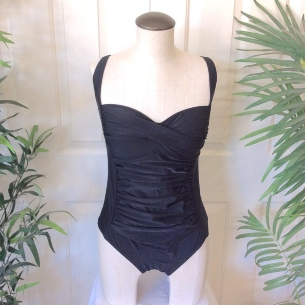 Moontide 10 Black Shirred One Piece Swimsuit